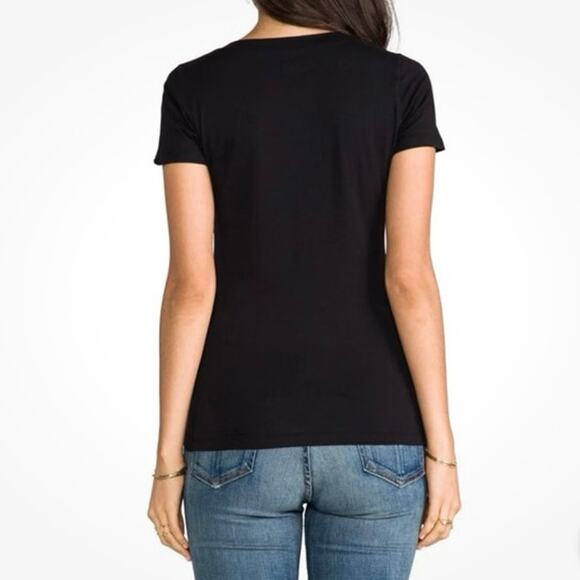 Theory Juin 2 Black Scoop Neck Short Sleeve Tee Top Size Large Fitted - Picture 3 of 9